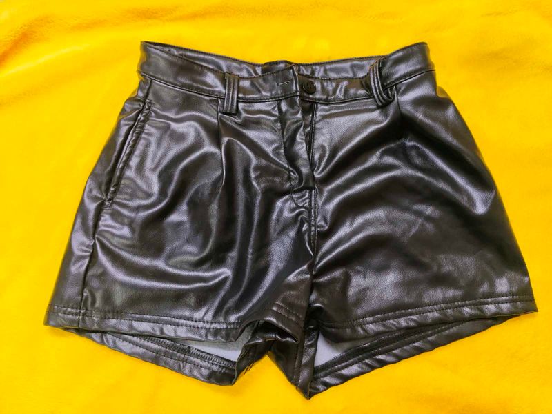 Black Faux Leather Shorts