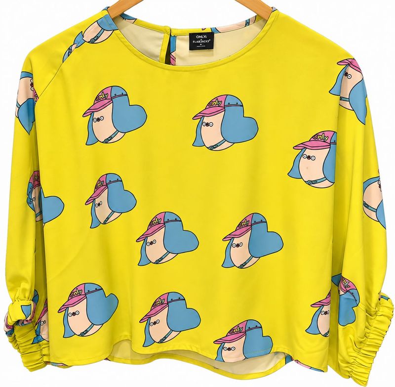 Yellow Graphic Print Long Sleeve Top