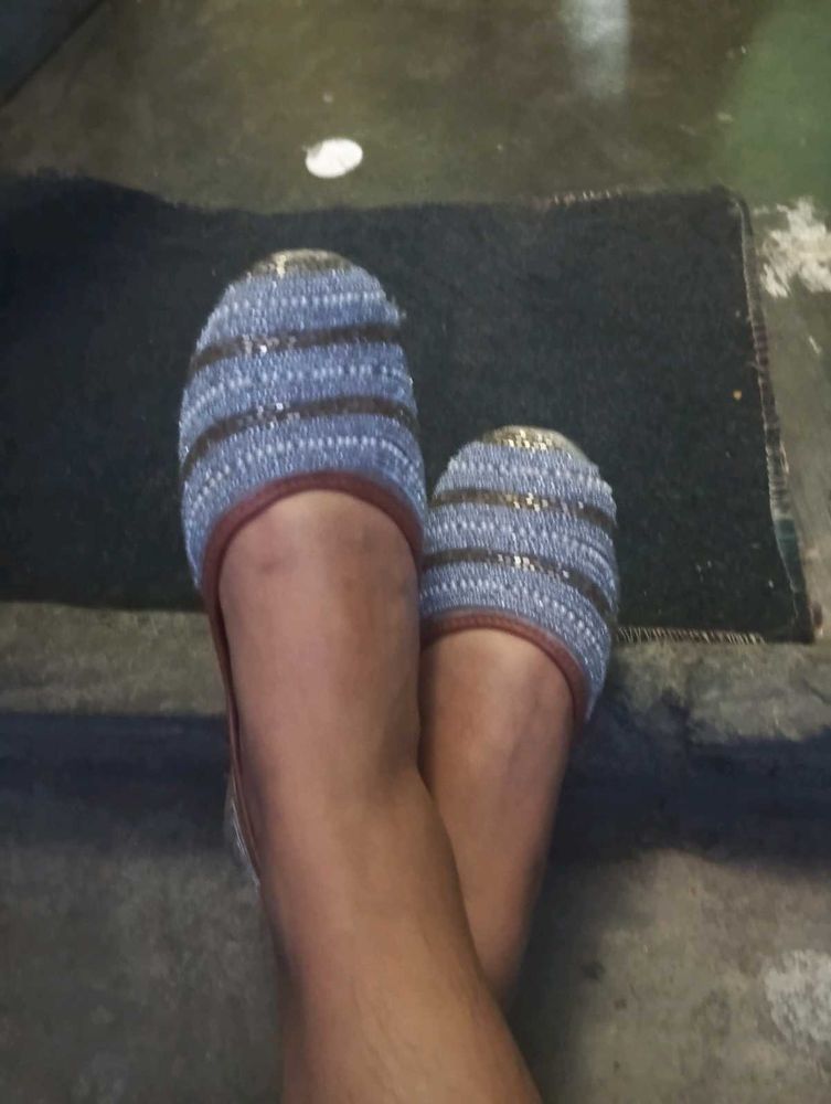 Beaded Blue &amp; Brown Flats