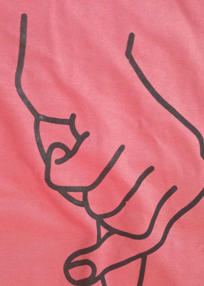 Coral Graphic Hand Print T-Shirt