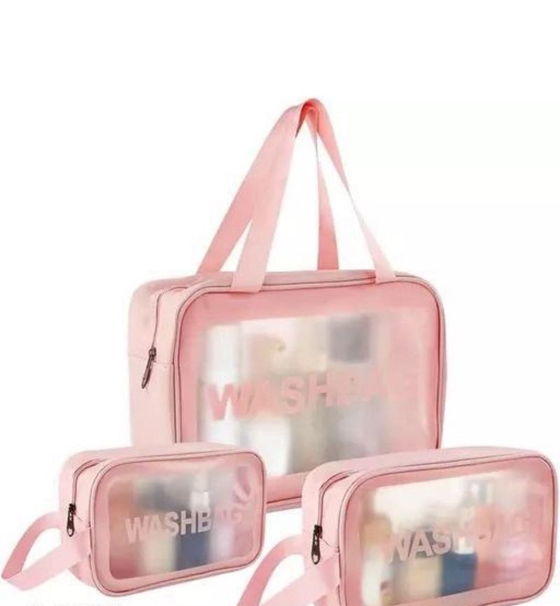Pink Cosmetic Bags - 3 Piece Set