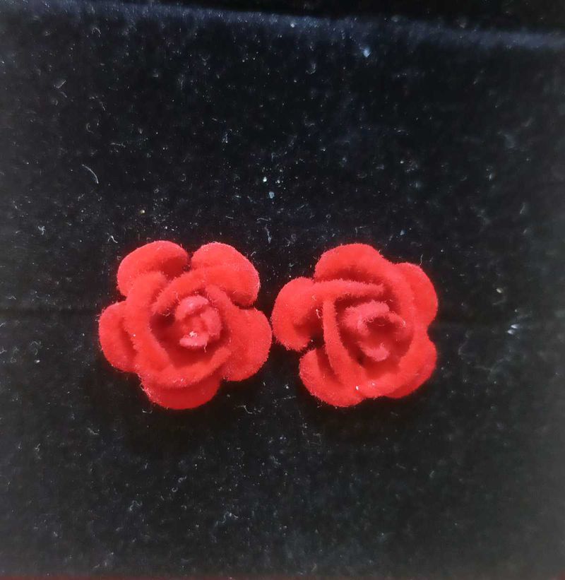 Red Rose Stud Earrings
