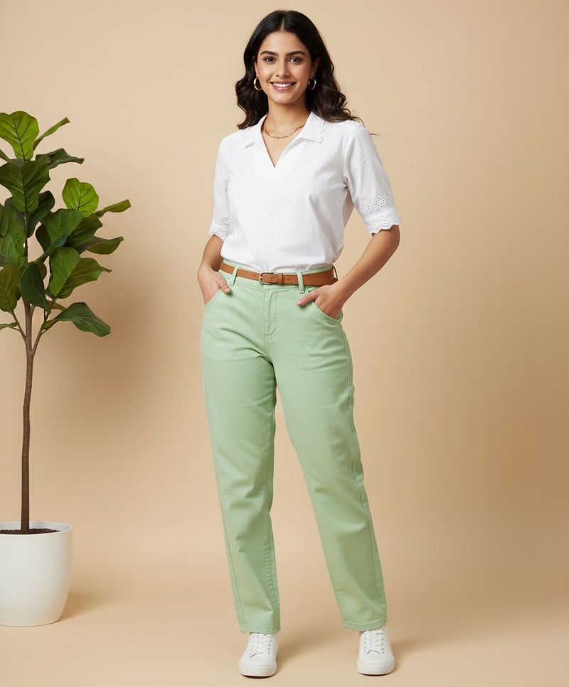 Light Green Casual Pants