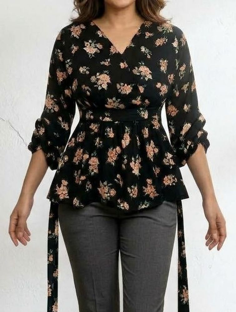 Floral Print Peplum Top