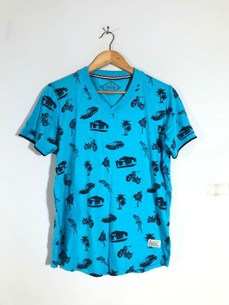 Blue Printed T-Shirt (Men’s)