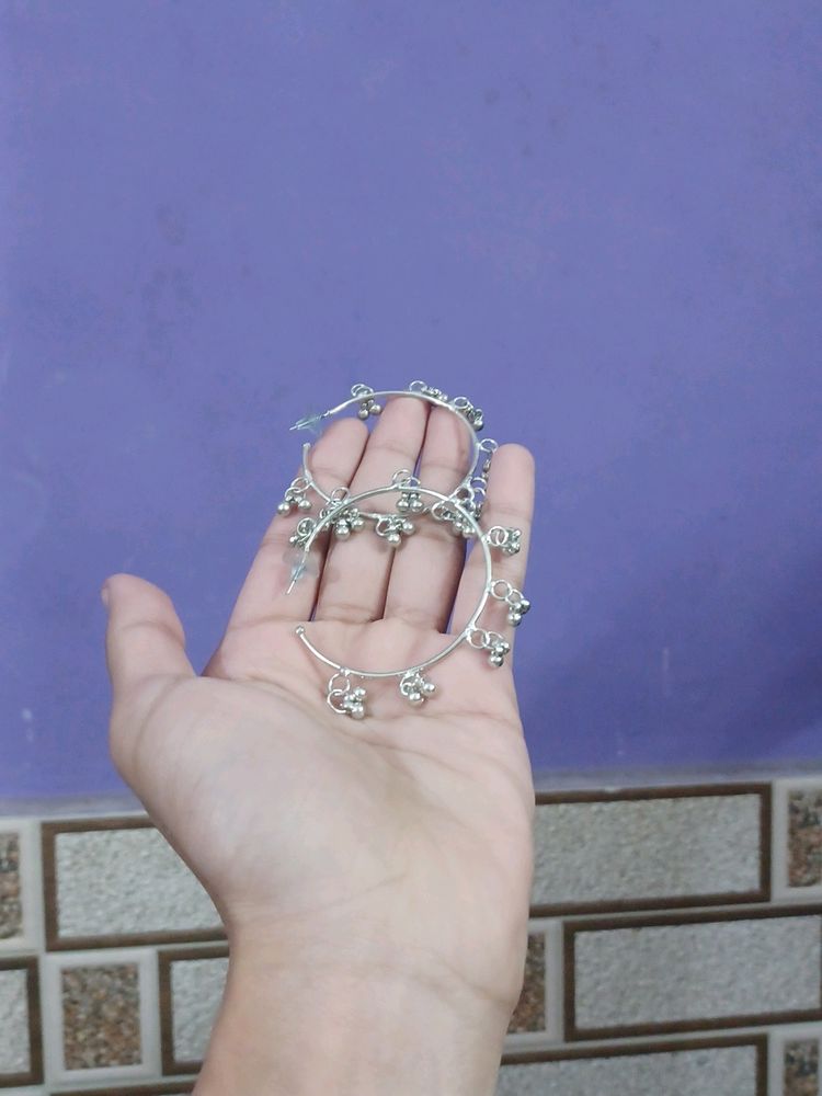 Hina Khan Inspired Silver Hoops