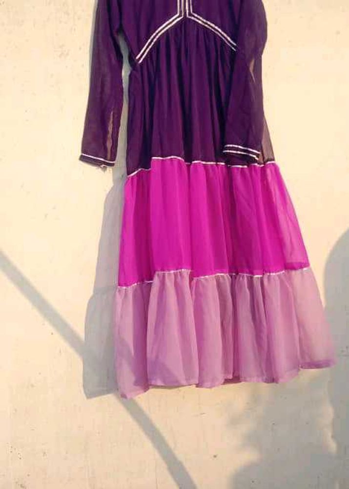 Beautiful Purple &amp; Pink Ethnic Gown