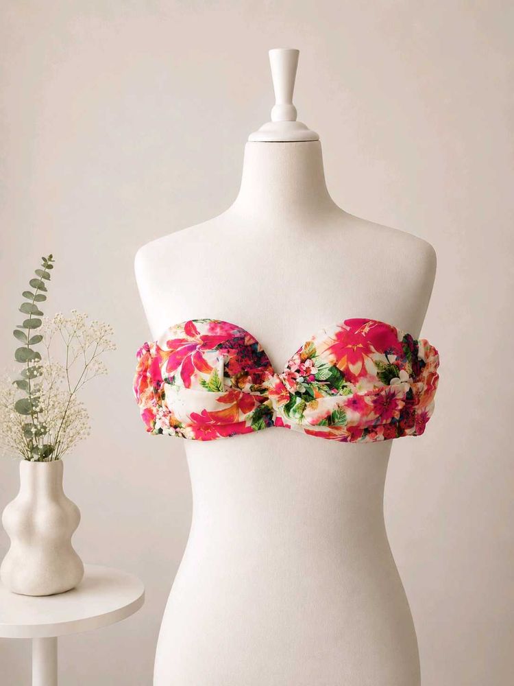 Floral Strapless Bikini Top