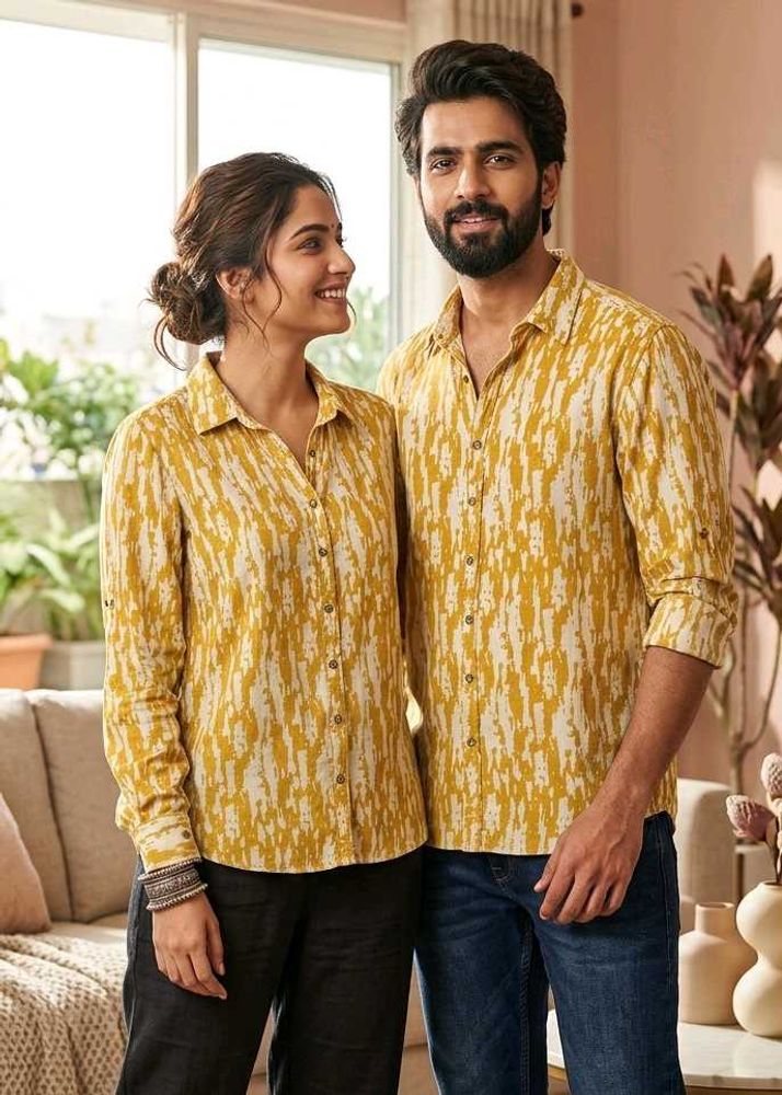 Stylish Unisex Yellow Print Shirt
