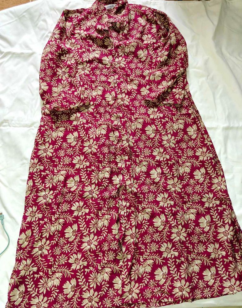 Maroon Floral Print Kurta set