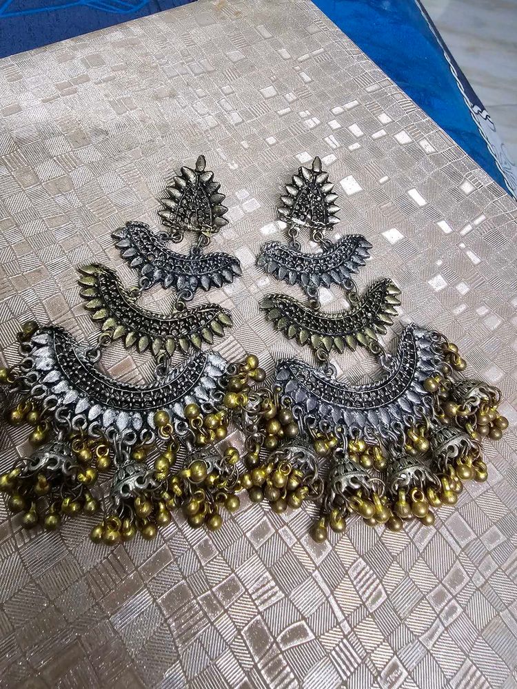 Oxidised Jhumka Earrings