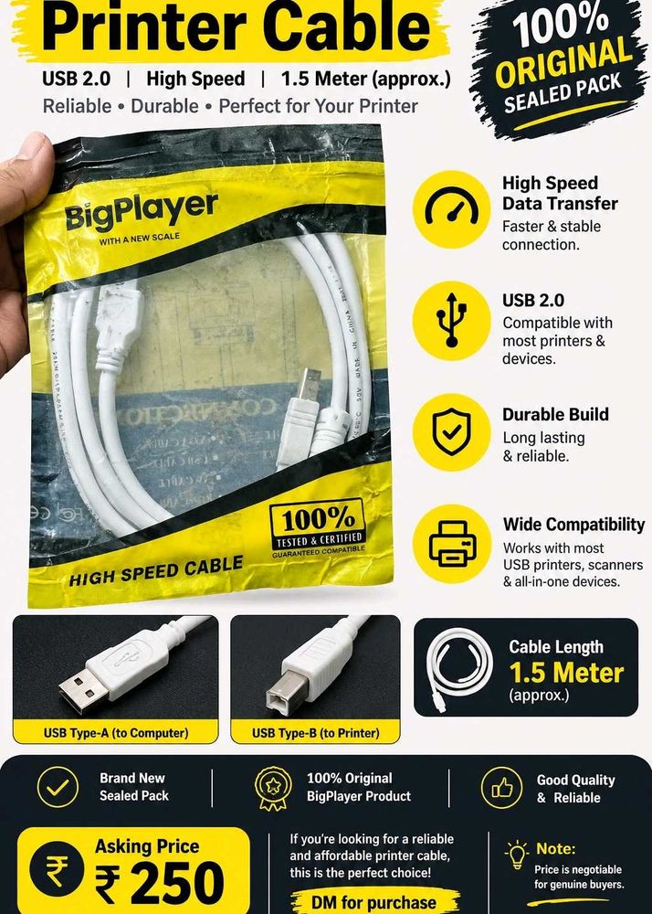 High Speed USB 2.0 Printer Cable