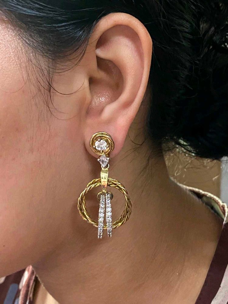 Designer Hoop Earrings with CZ Stones