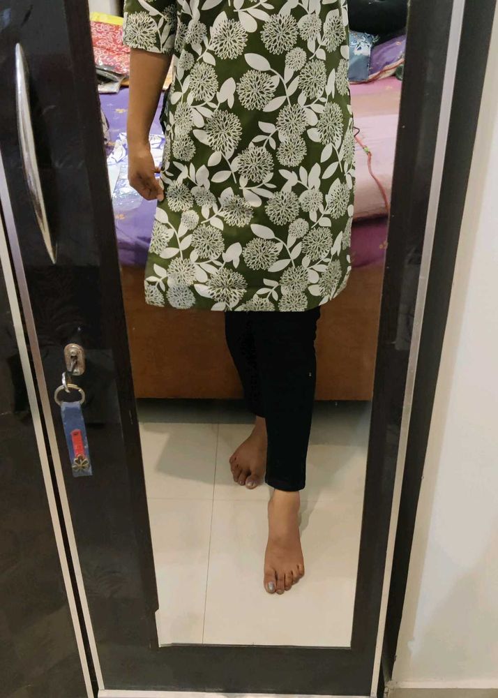Green Floral Print Kurta L size