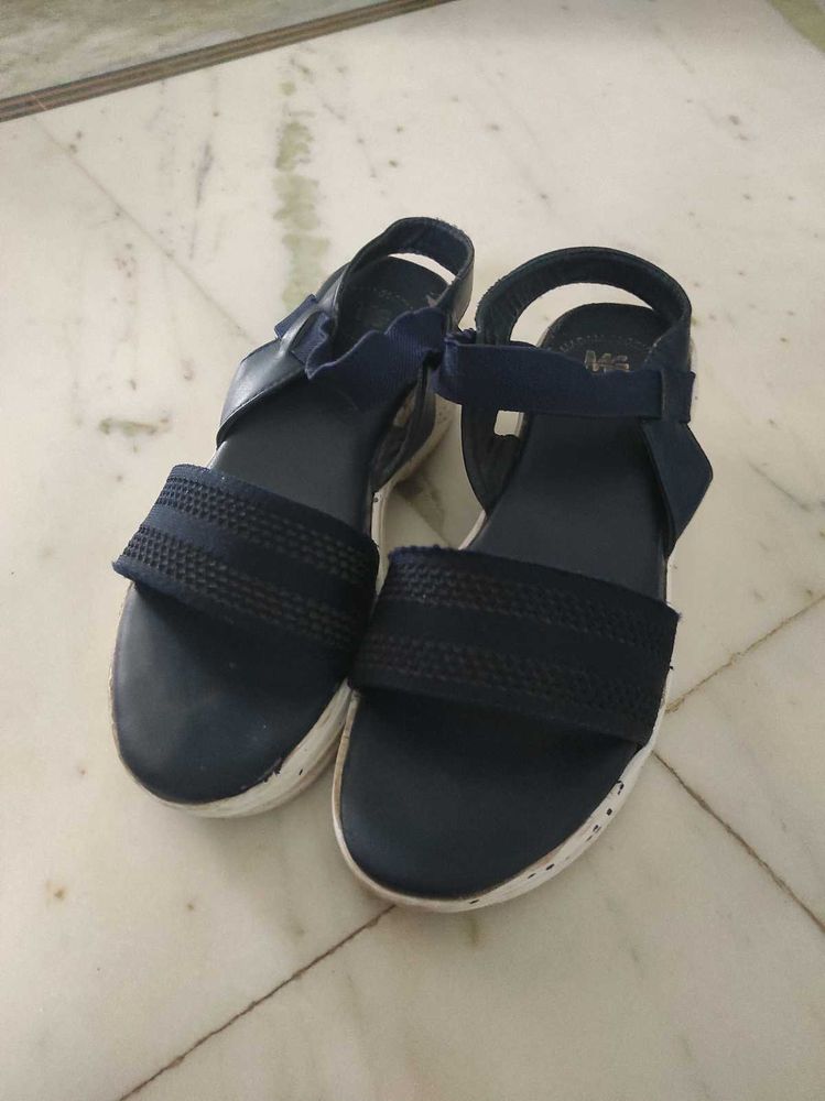 Stylish Navy Blue Wedge Sandals