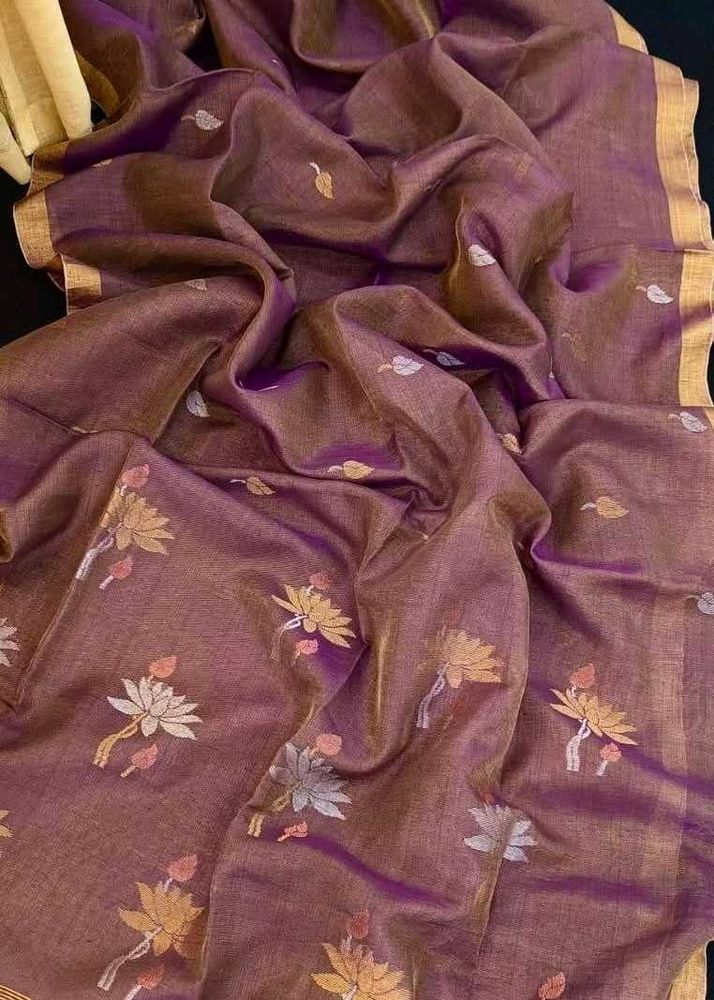 Linen Jamdani Embroidered Saree
