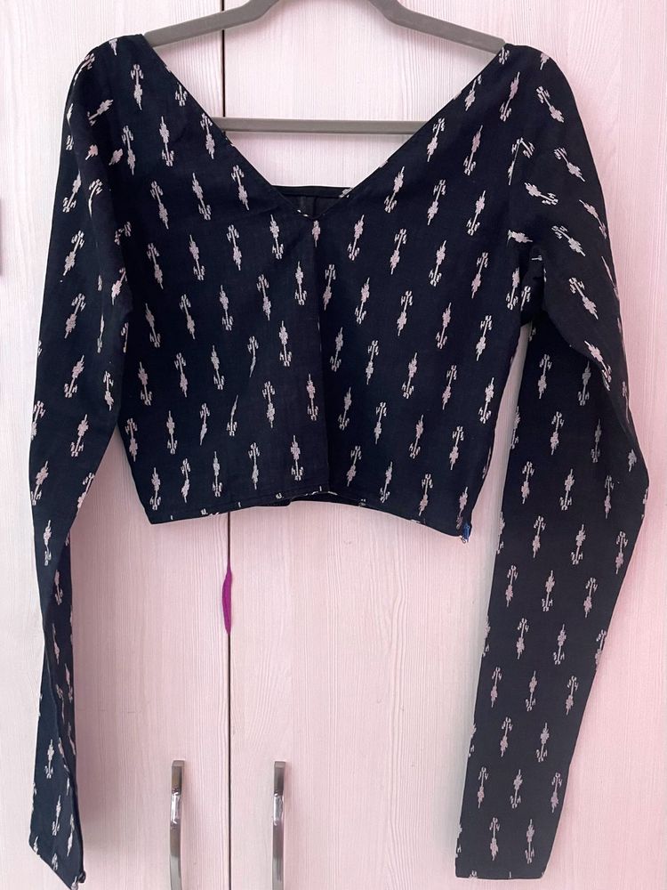 Ikkat Print Tailored Blouse Top
