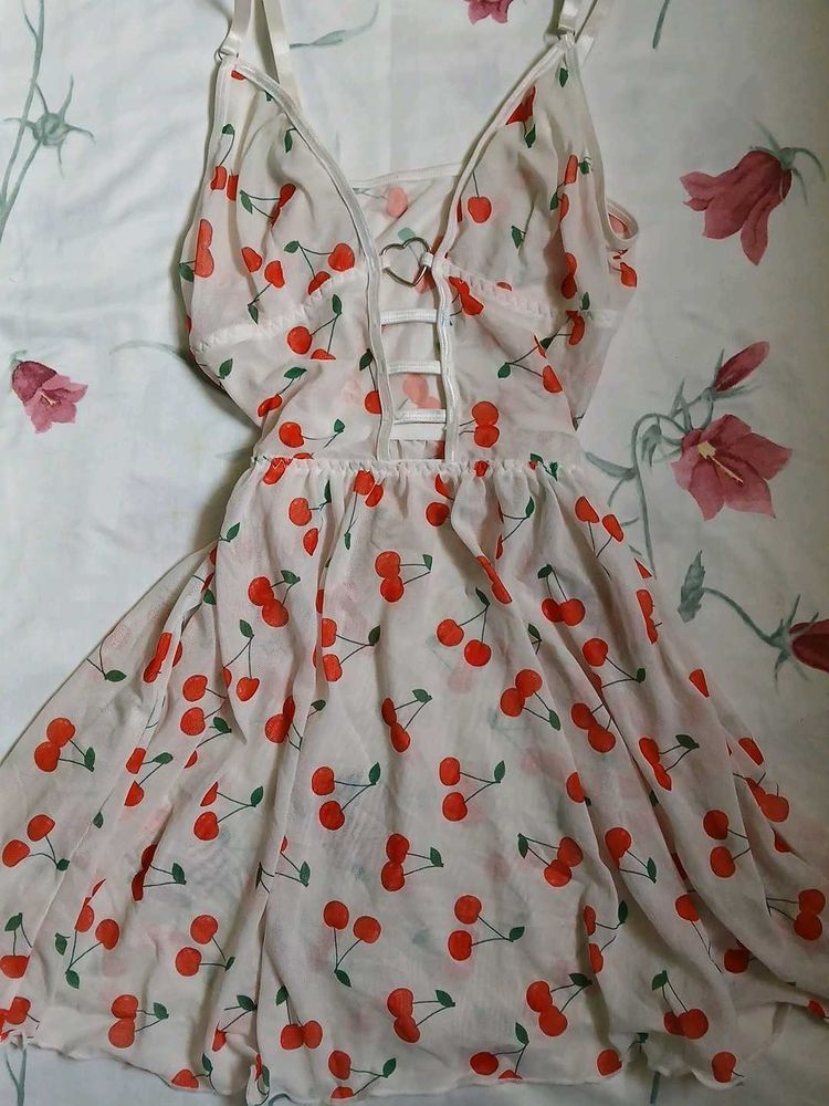 Cute Cherry Print Sleep Dress