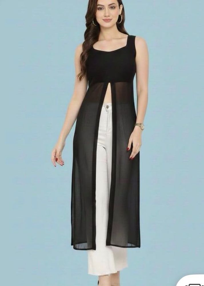 Stylish Black Sheer Long Kurta