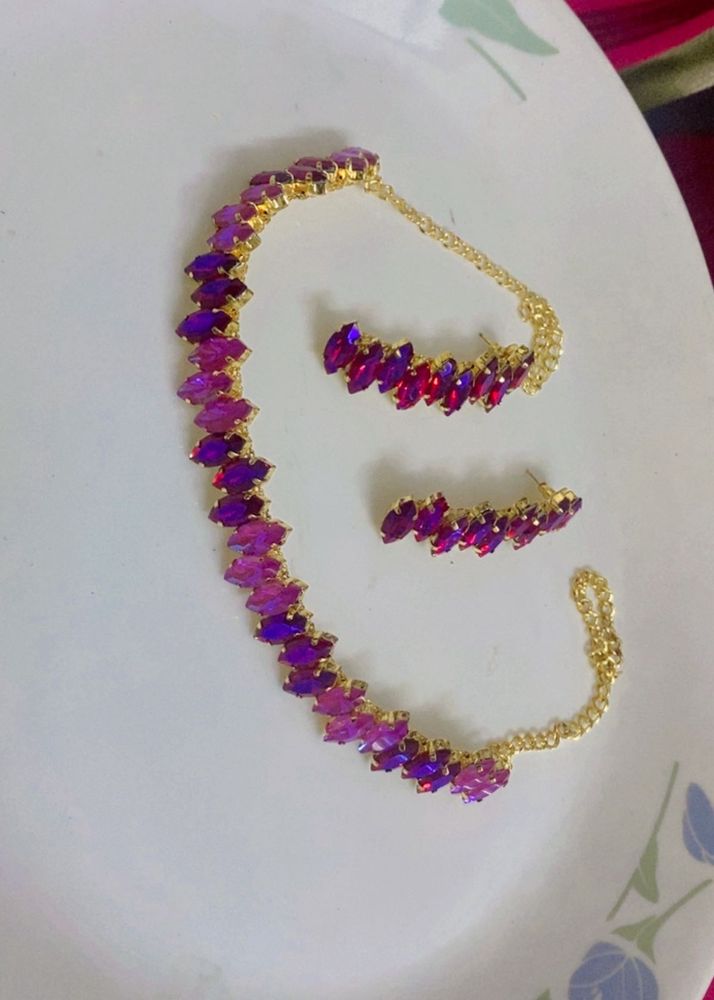 New Stunning Purple &amp; Pink Choker set l Left 1set