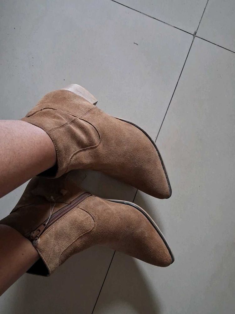 Brown Suede Ankle Boots