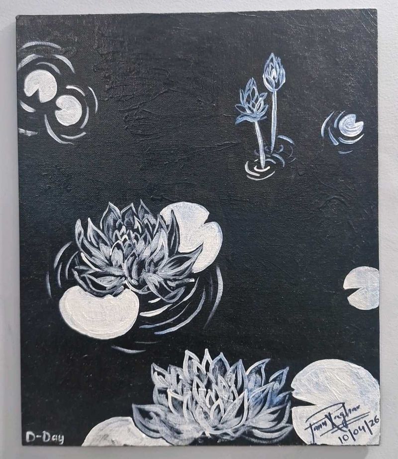 Monochrome lotus painting Decor