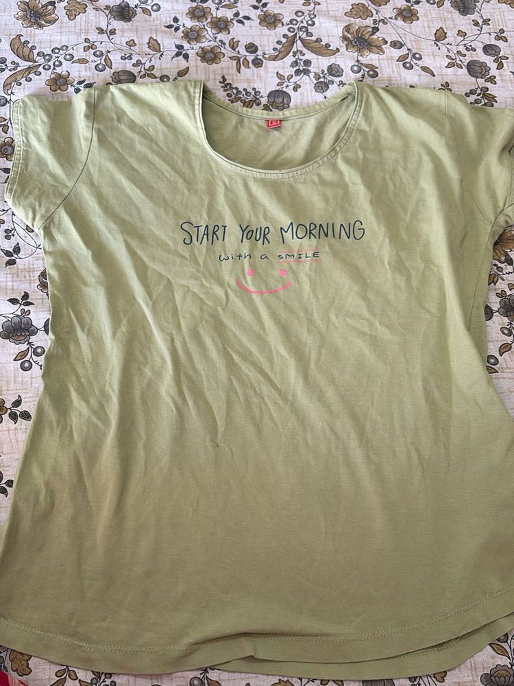 Olive Green 'Smile' Graphic Tee
