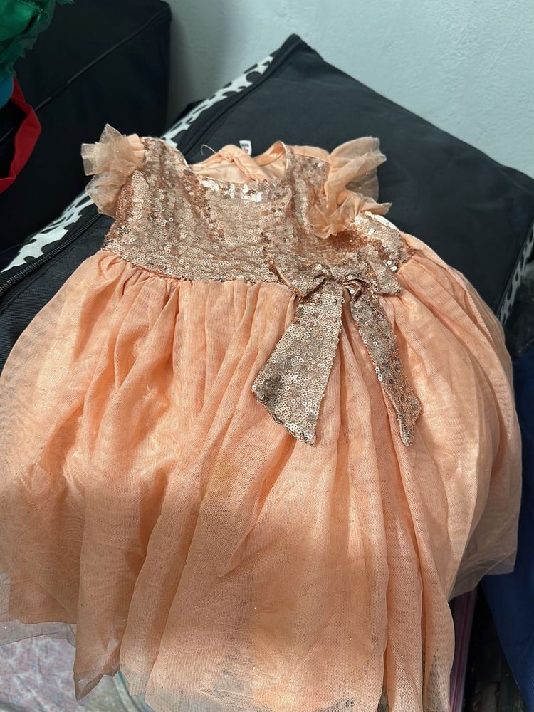 Sparkly Peach Tulle Dress