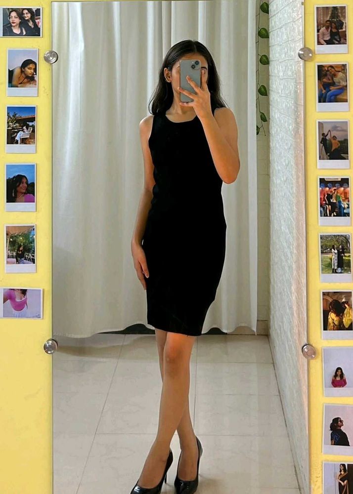 MANGO Black Mini Bodycon Dress