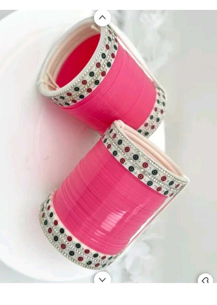 Elegant Pink Chura Bangles Set