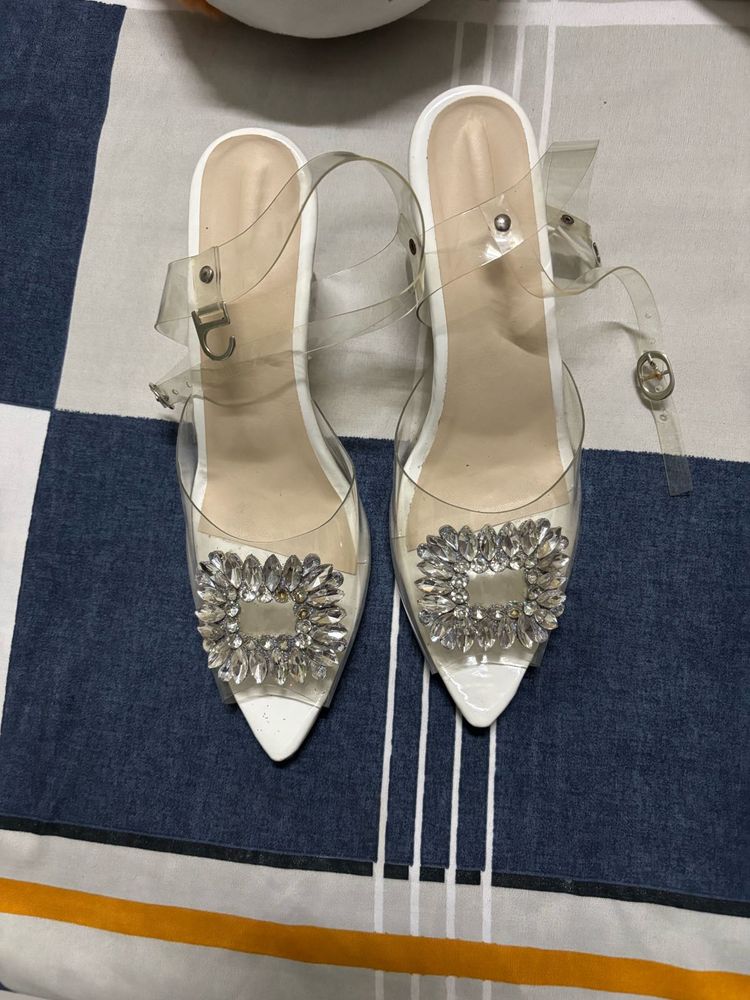 Sparkling Embellished Transparent Heels