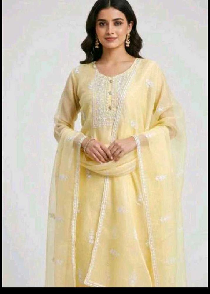 Elegant Yellow Embroidered Kurta Set