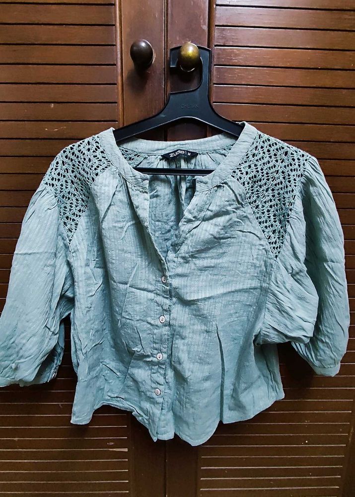 Lightweight Crochet Detail Blouse