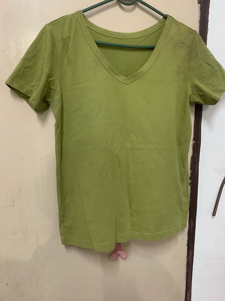 Lime Green V-Neck T-Shirt