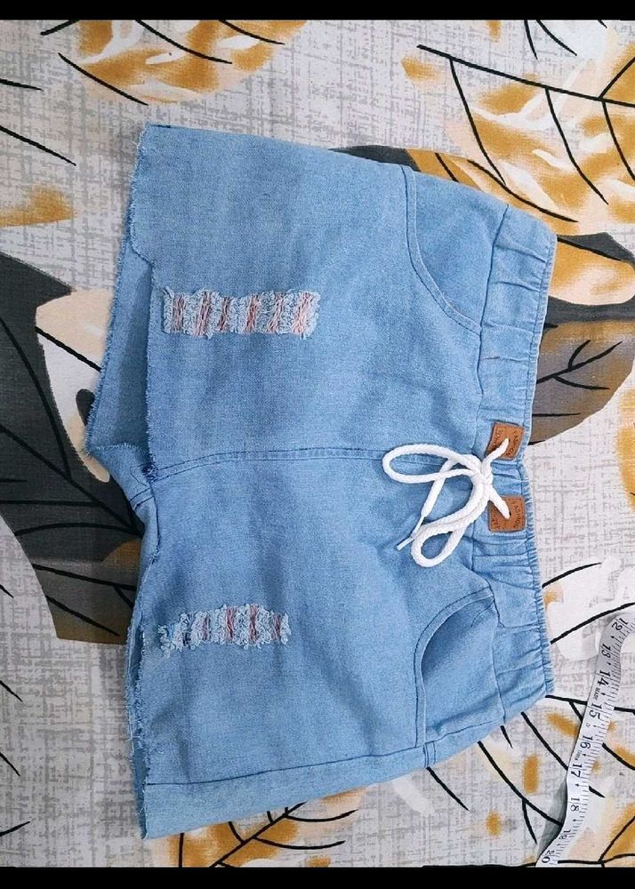 Distressed Denim Shorts