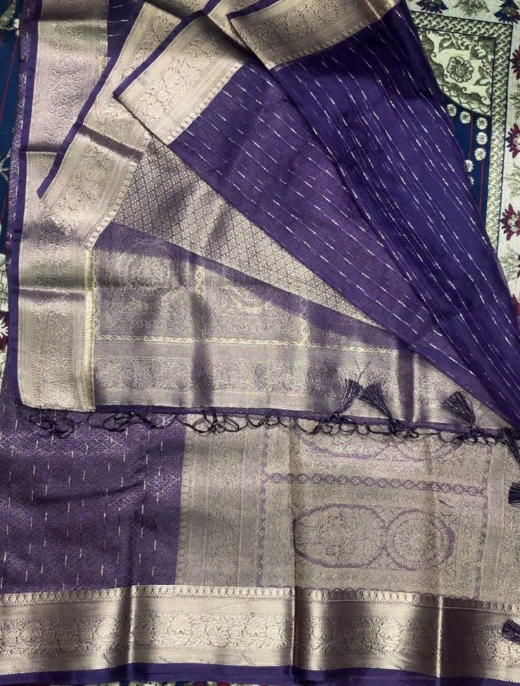 Beautiful Purple Organza Saree