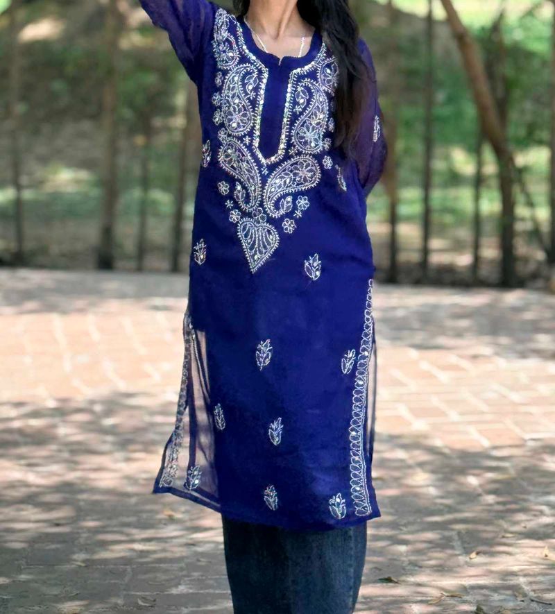 Royal Blue Embroidered Kurta