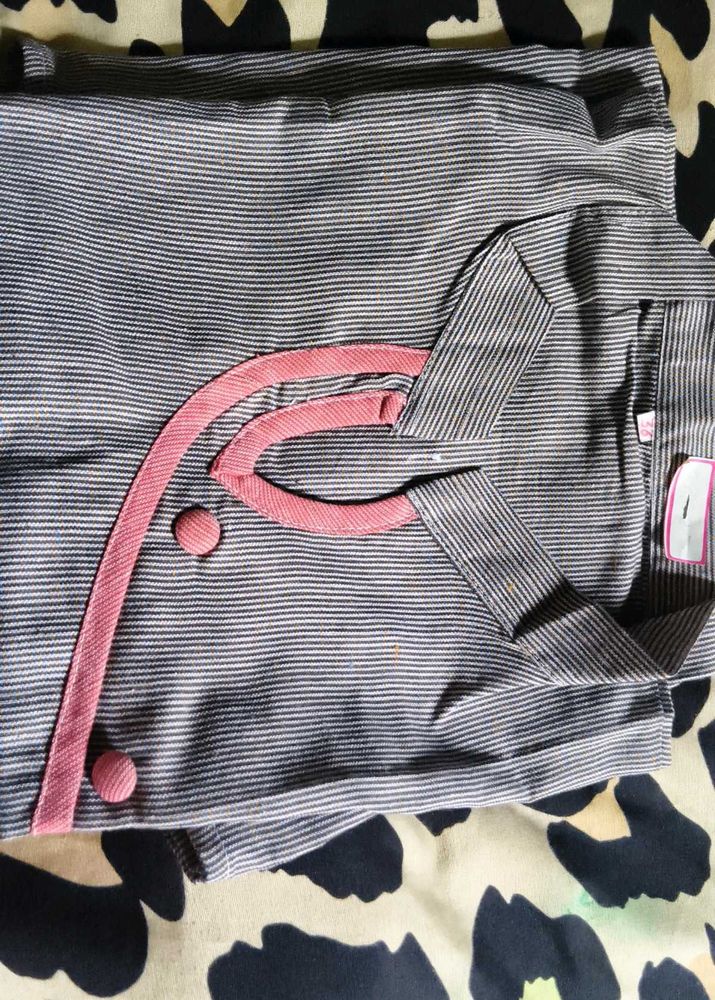 Striped Kurta with Pink Piping