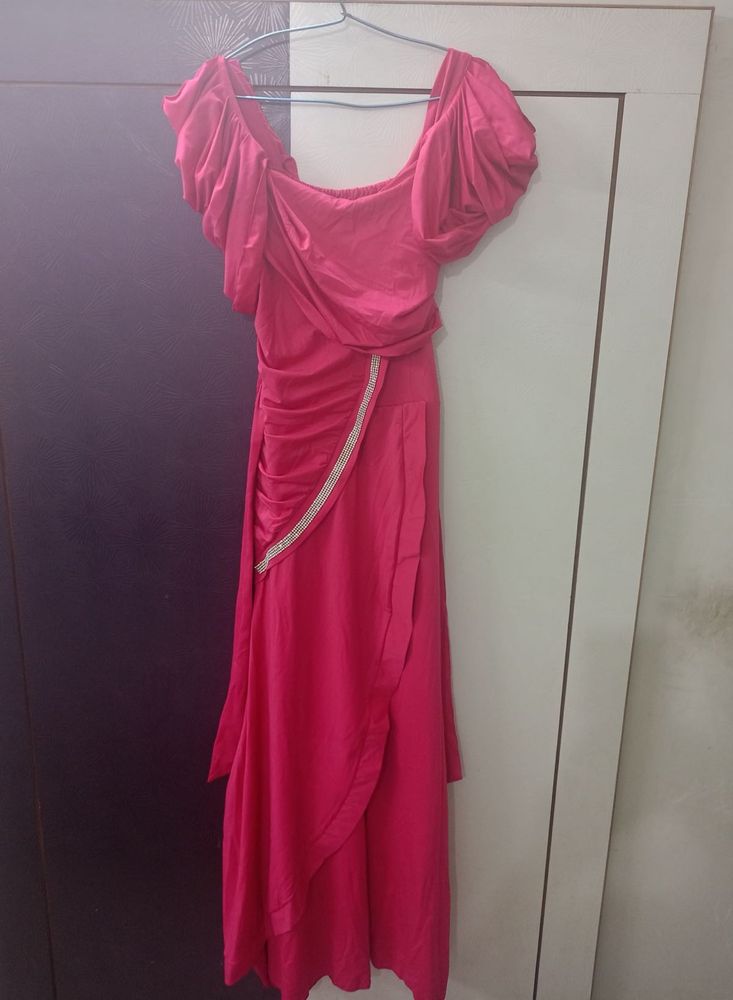 Vibrant Pink Off-Shoulder Dress