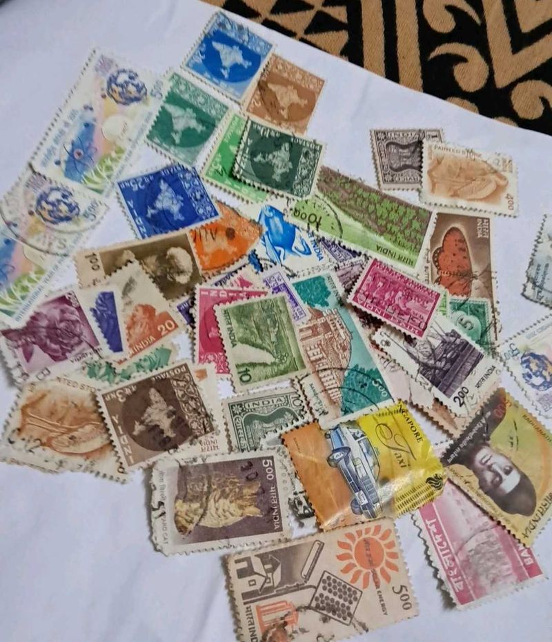 Collection of used vintage postage stamps