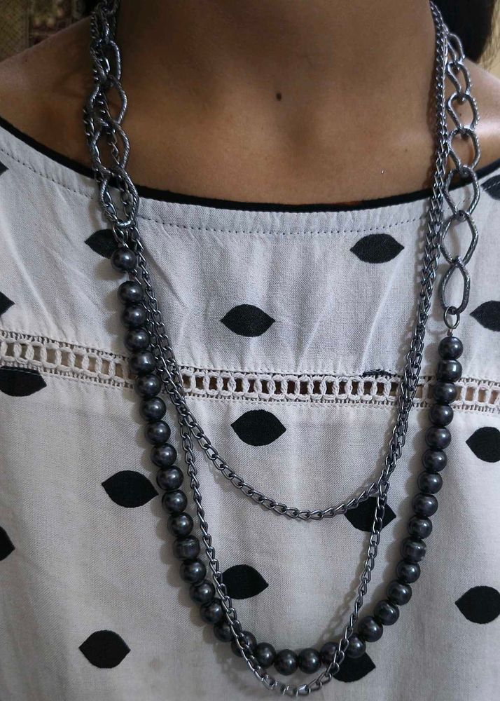 Chunky Chain &amp; Pearl Layered Necklace