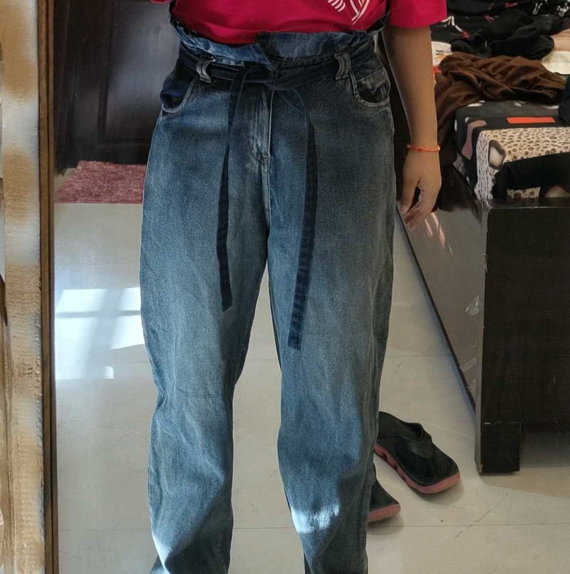 High Waisted Paperbag Jeans