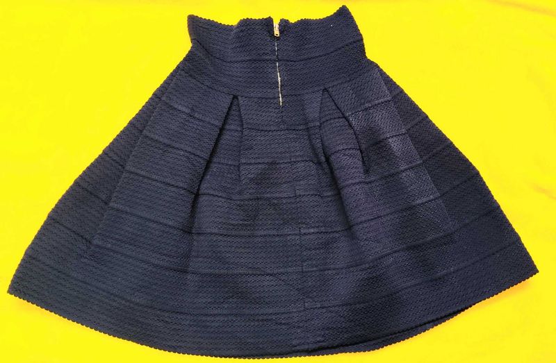 Navy Textured A-Line Skirt