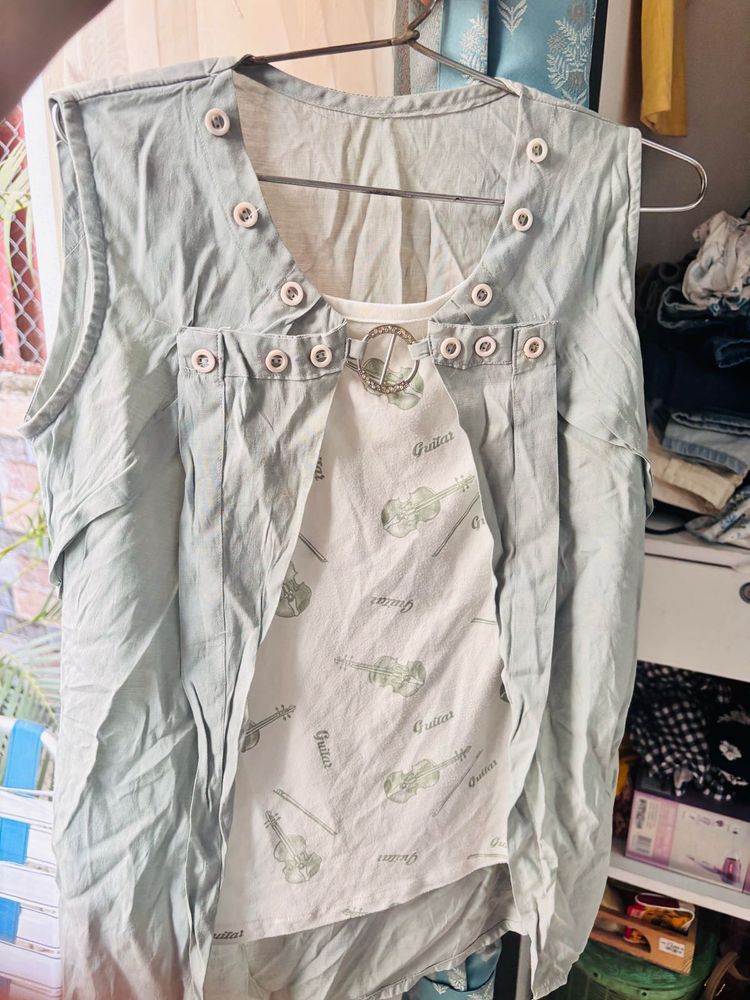 Cute Blue Casual Top