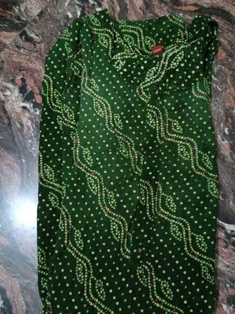 Green Bandhani Kurta