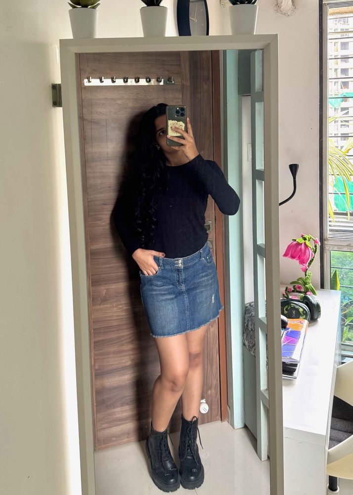Y2k Blue Denim Skirt