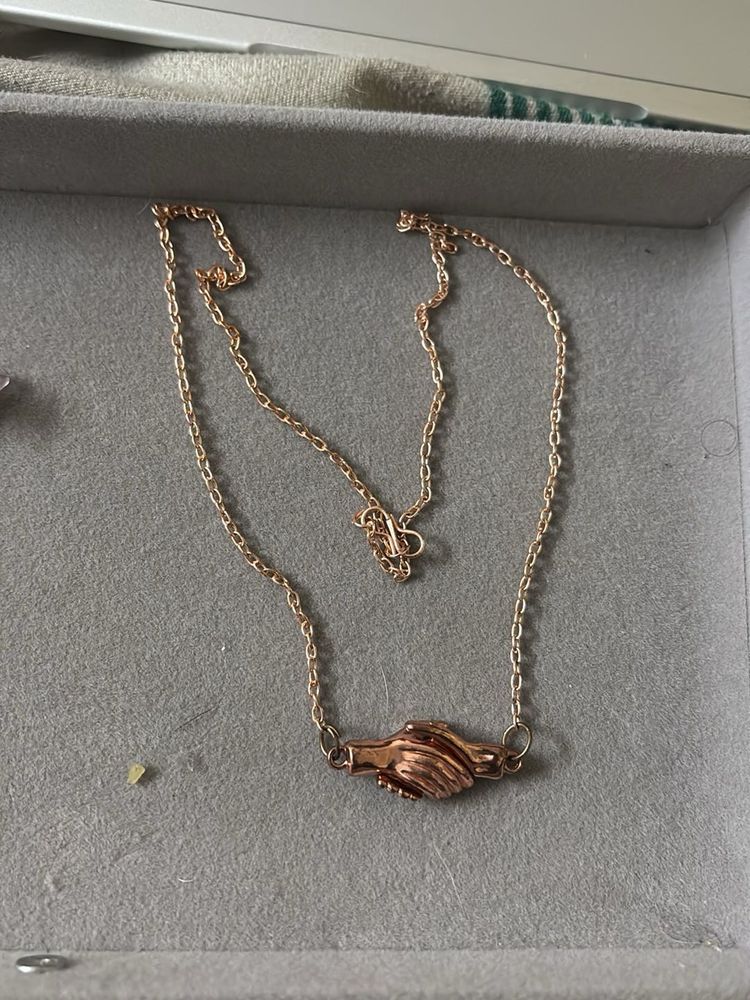 Rose Gold Handshake Necklace