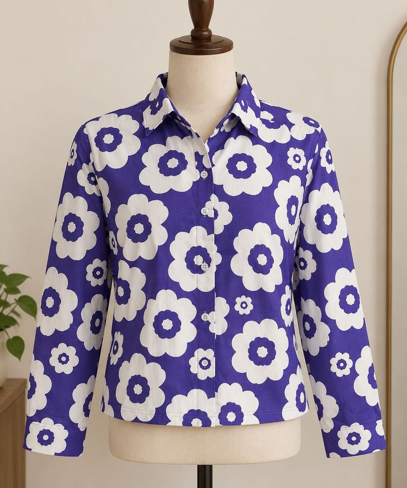 Brand new Purple Floral Button-Up Long Sleeve Top