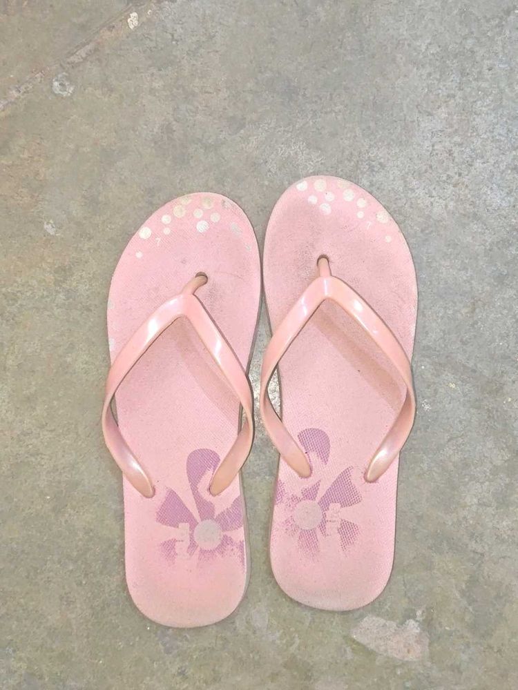 Pink Flip Flops with Flower Design