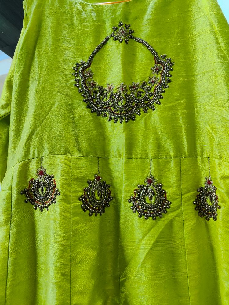 Green Handwork Kurti